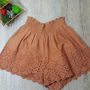 Nwot Brown Cotton Eyelet Shorts